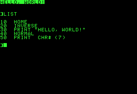 an example of Applesoft BASIC